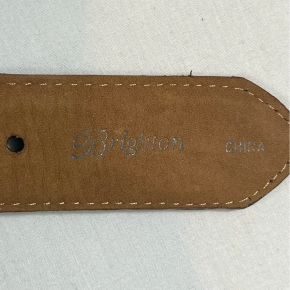 Brighton Rhinestone Croc Embossed Leather Belt 34 - Picture 9 of 10